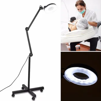

Stand Beauty Cosmetic Makeup 5x Magnifying Lighted Magnifier Light Floor LED Lamp Tattoo Salon Makeup Skin Care Lamp with Clamp