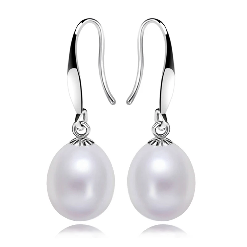 Серьги из настоящего пресноводного серого жемчуга для женщин, свадебные ювелирные изделия из серебра 925 пробы, черные серьги из натурального жемчуга, подарок на день рождения для девушек - Цвет камня: white pearl earring