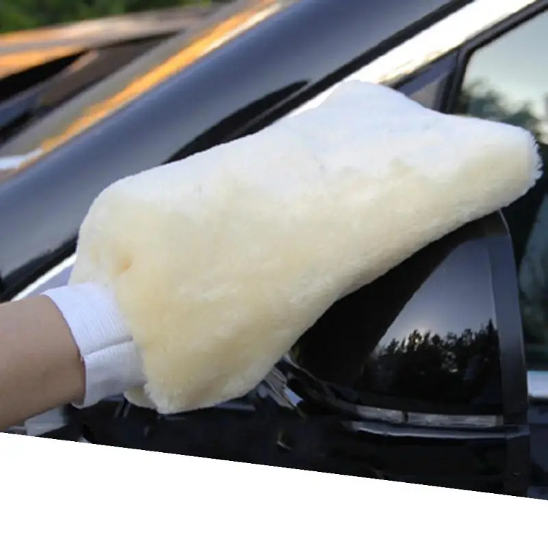 

Car Wash Glove Hand Soft Towel Car Cleaning Double-sided Faux Wool Soft Thickened Cleaning Waxing Mitt Auto Clean Car Detailing