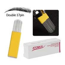 New 50pcs 17Pin Microblading DOUBLE ROW Tebori Blade Tattoo Needles Microshading Blading Needling Fog Eyebrow & Lip Needle