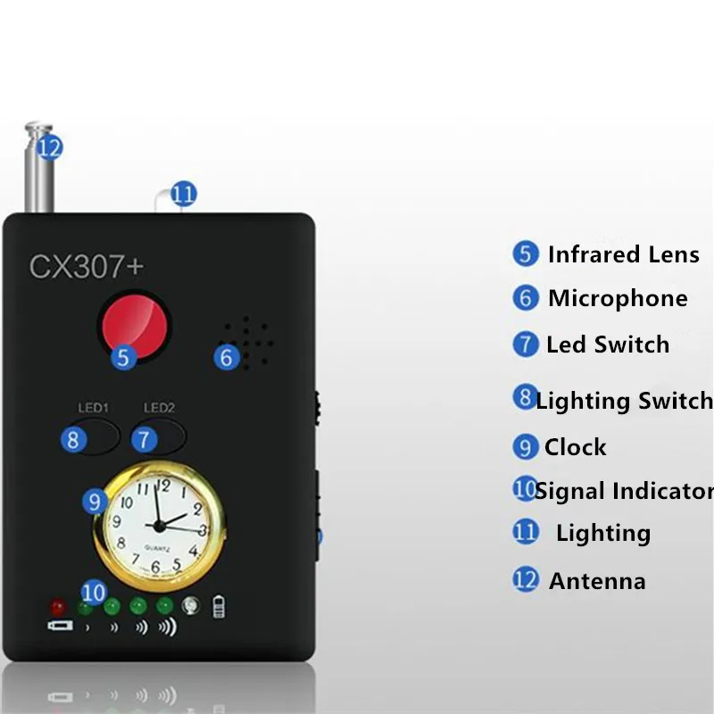 CX307 RF сканер детектор ошибка камера шпион обнаруживает беспроводной GSM GPS радио телефон Сигналы Finder