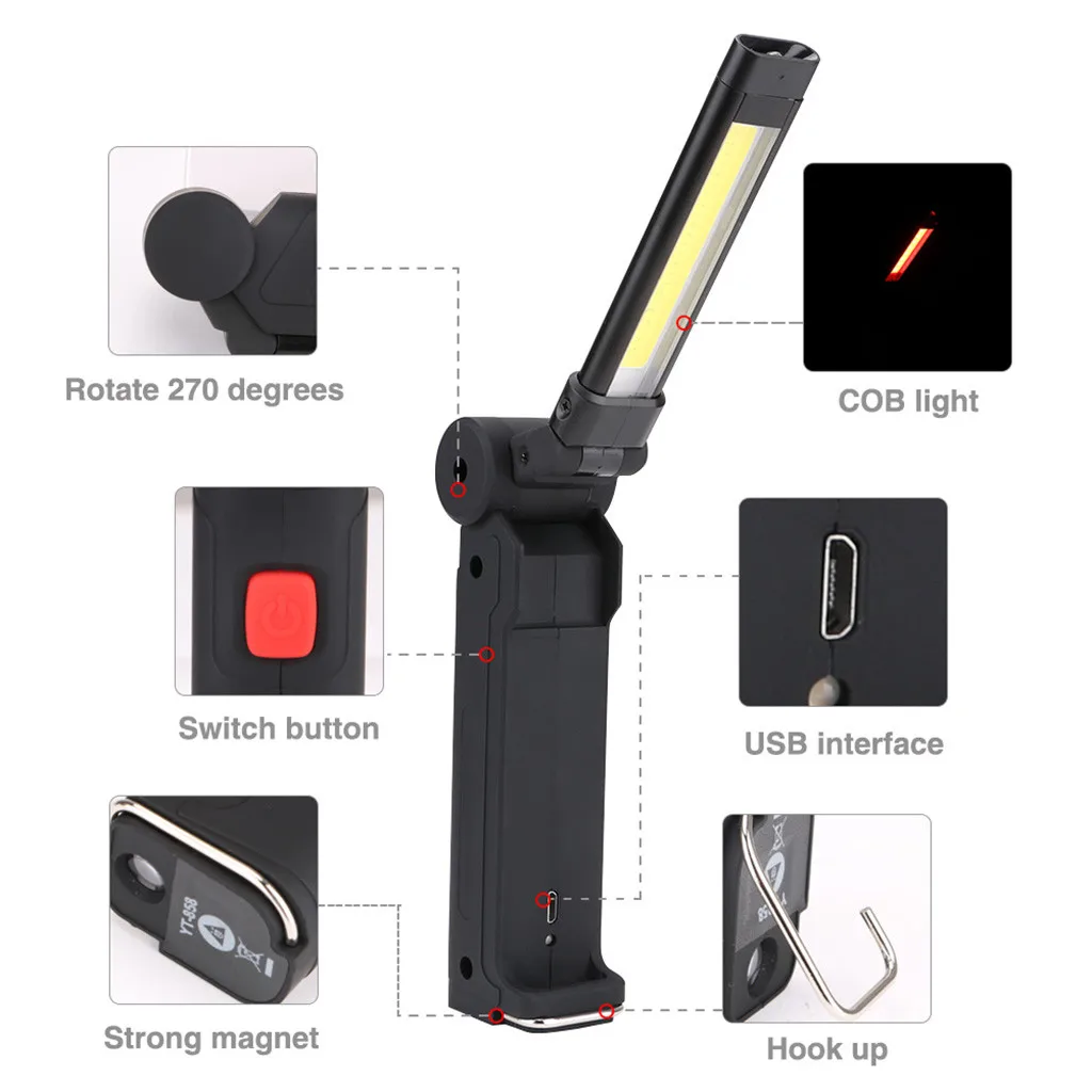 

Protable Spotlight Working Light COB+LED Rechargeable Magnetic Torch Flexible Inspection Lamp Cordless Worklight Outdoor30