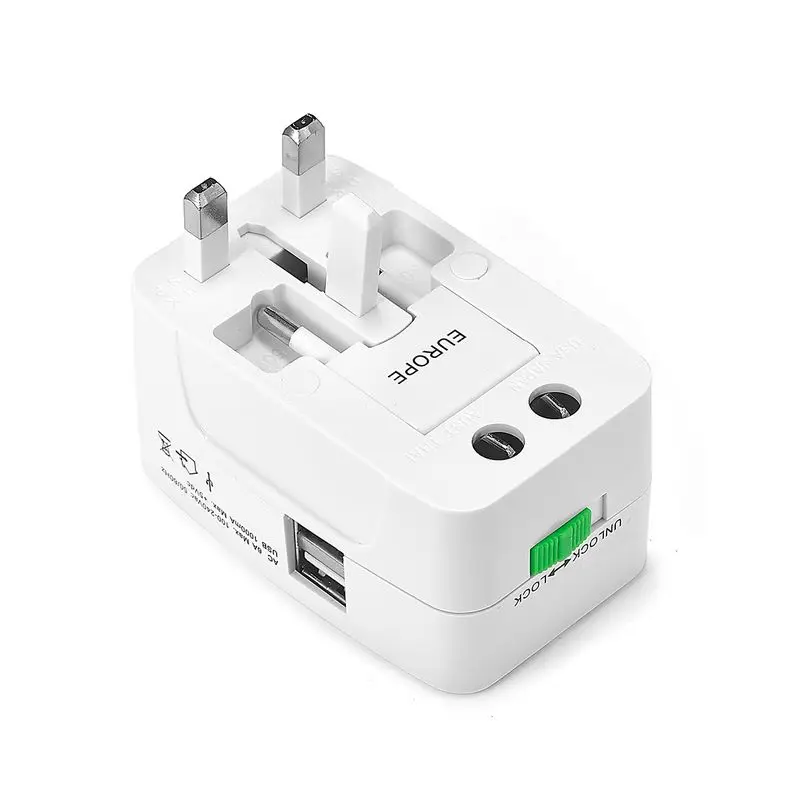 Универсальный адаптер питания для путешествий с 2 usb разъемами европейскими