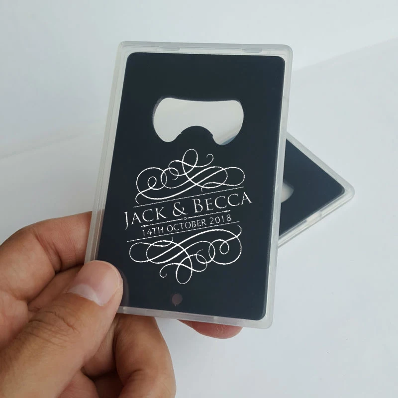Black Metal Aluminum Bottle Opener In Box Personalised Wedding Party
