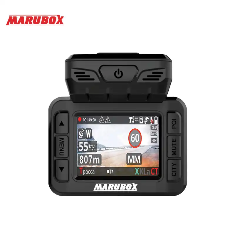Marubox M620R Автомобильный видеорегистратор Комбо-устройство 3 в 1 : Видеорегистратор радар-детектор и GPS-информатор Гибрид Процессор Ambarella А7 Записи видео в разрешении 2304x1296 Обновленные базы радаров - изображение