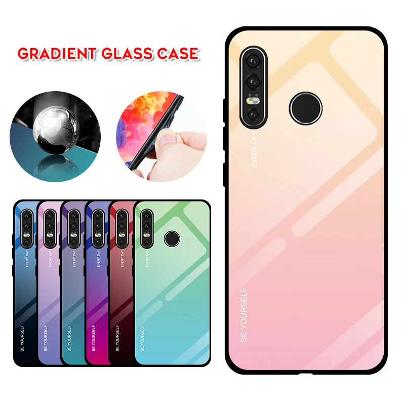 

Gradient Glass Back Phone Case For Huawei P20 Lite P30 Pro Phone Case For Huawei P30 Lite P20 Pro Gradient Protection Case Cover