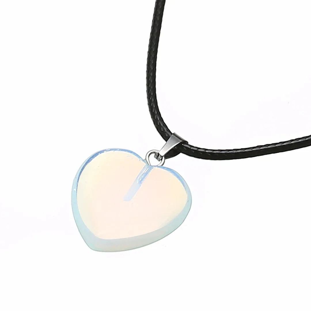 Shellhard Love Heart Necklaces for Women Natural Stone Leather Chain Necklace & Pendant Femme Bijoux Charm Jewelry