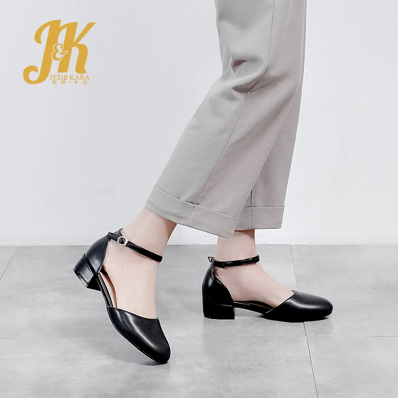JK zapatos de tacón medio grueso con correa en el tobillo mujer, calzado con decoración de Metal y punta redonda, con hebilla, para Primavera, 2019|Zapatos de tacón de mujer| - AliExpress