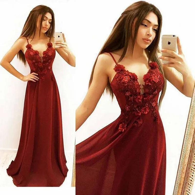 

robe de soiree Chiffon Evening Gowns Sexy Long abiye Beading Evening Gown vestido de festa longo Applique Evening Gowns Strap