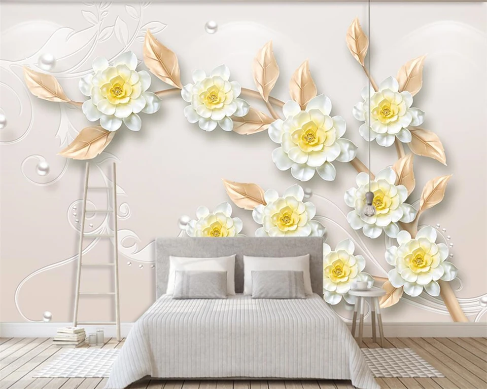 Beibehang Custom Wallpaper Modern 3d Aesthetic Jewelry Flowers Tv Background Wall Living Room Bedroom Background 3d Wllpaper Wallpapers Aliexpress
