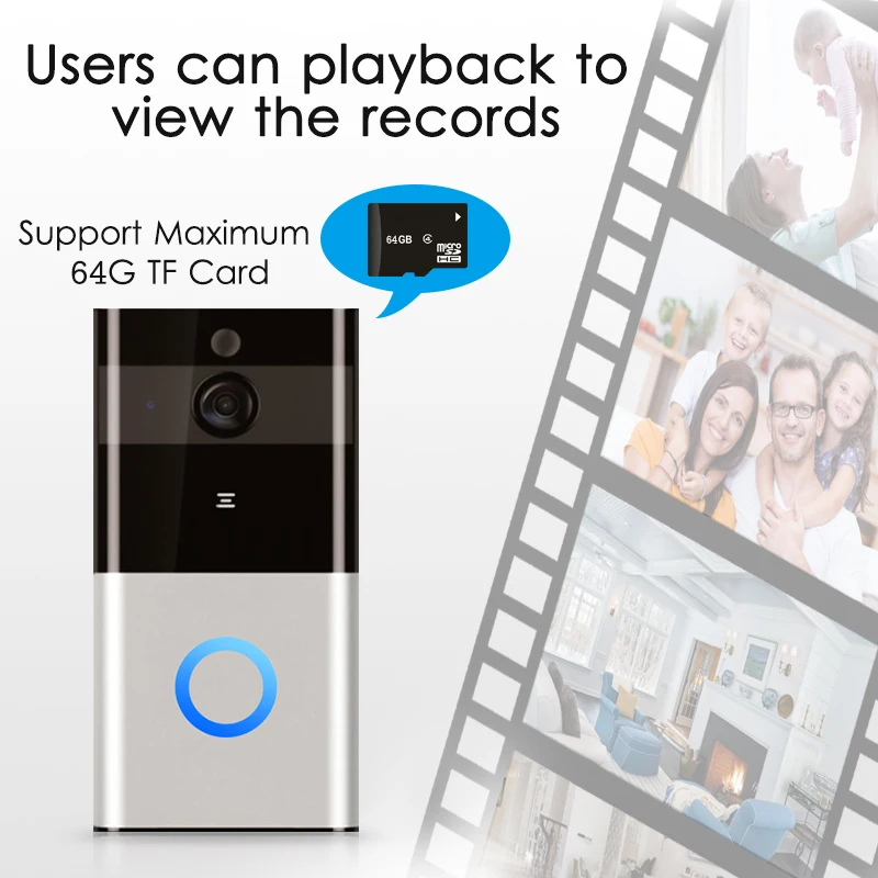 Marlboze 720P wifi Визуальный дверной звонок беспроводной домофон дверной звонок PIR детектор движения Ночной вид SD карта видео умный дверной звонок кольцо