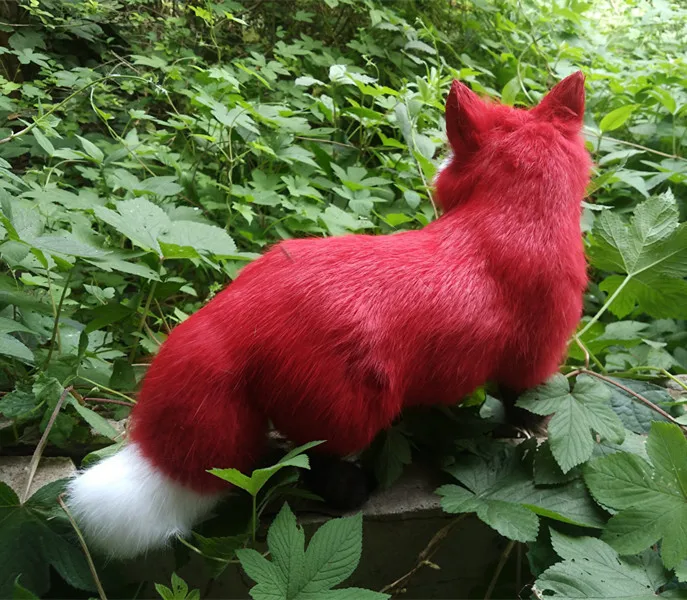 Моделирование red fox игрушка Ремесленная lifelike стоя Firefox кукла подарок около 35x22 см