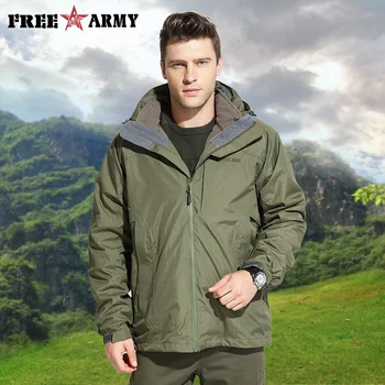 

FREE ARMY 2017 Winter New Men Softshell Waterproof Jackets Brand Clothing Trekking Male Jacket Windproof Warm Green Coat CY85027