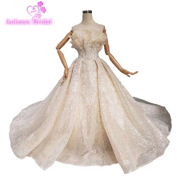 

Stunning Ball Gown Wedding Dresses Organza Illusion Corset Wedding Gown With Long Train 2019 Fashion Shinne Bridal Wedding Dress