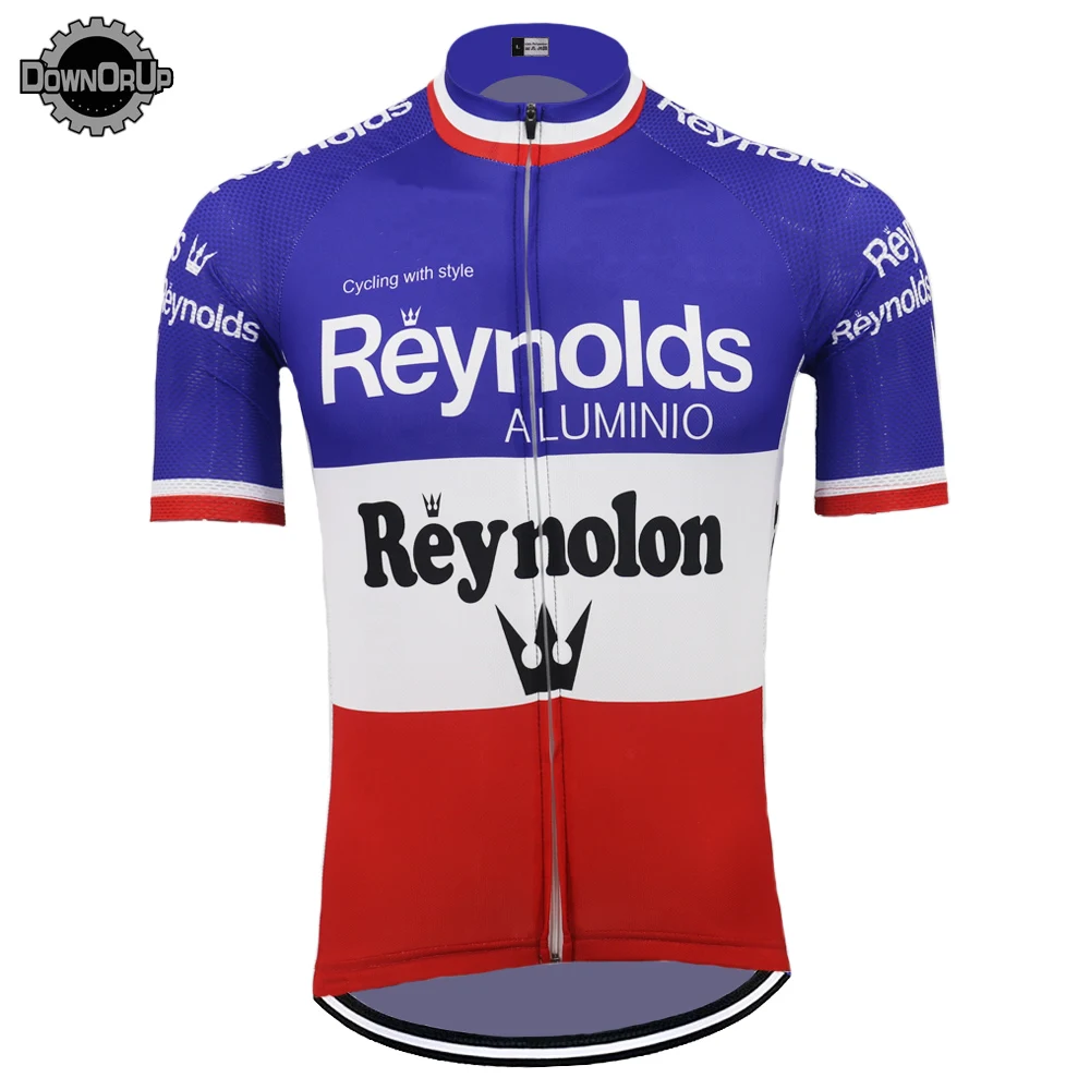 

Retro REYNOLDS spain team men Cycling Jersey short sleeve MTB racing clothes bike wear ciclismo road Bicycle Clothes tops