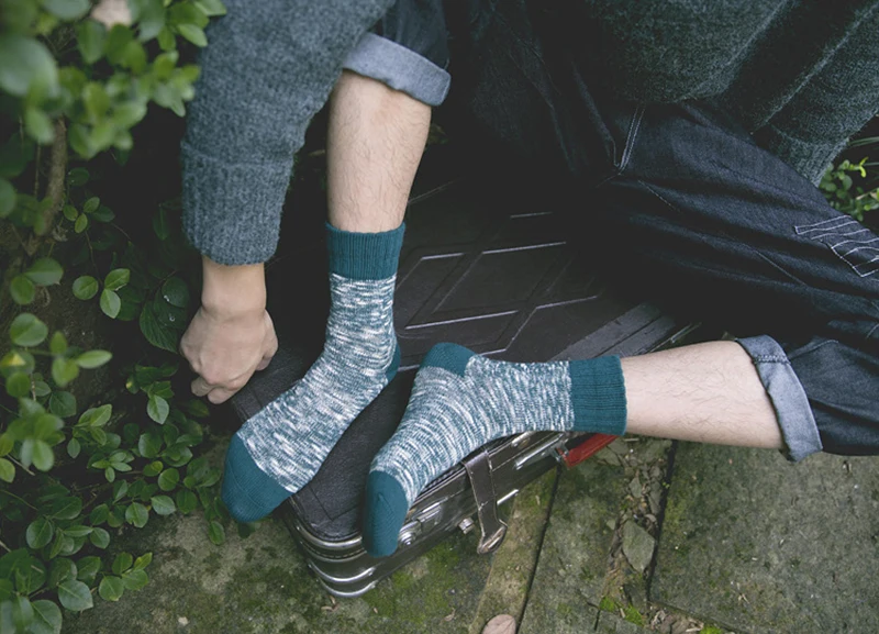 Morematch 1 пара мужские носки печворк толстые линии сплошной цвет деловые носки 5 цветов на выбор