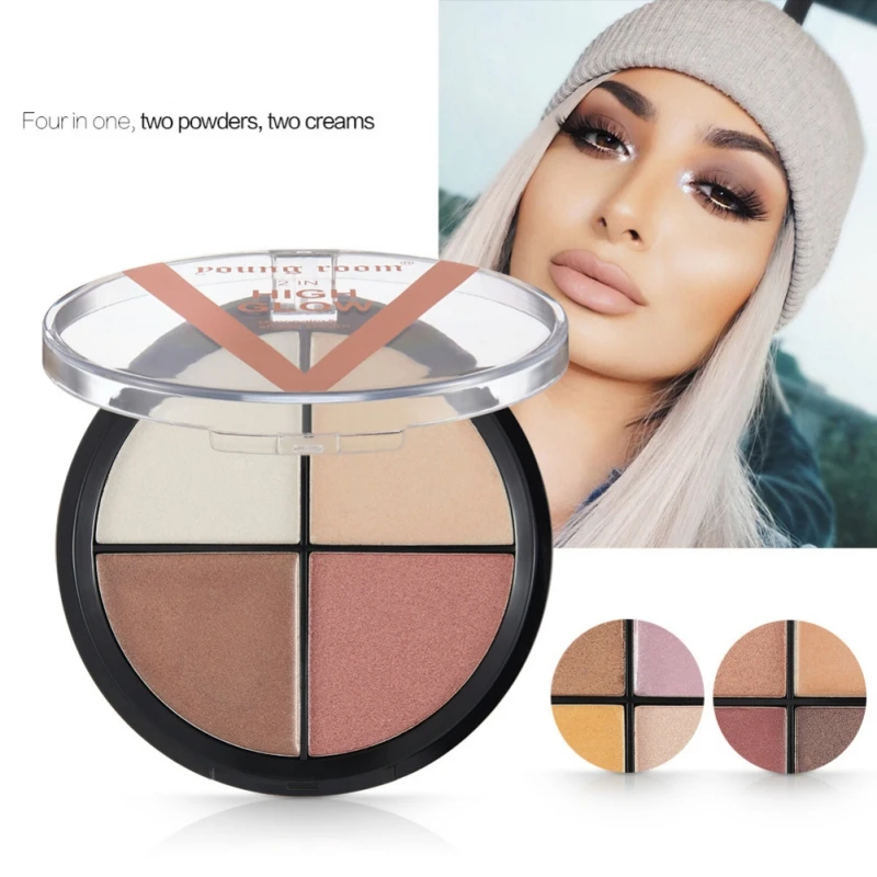 4 Colors New Bronzer Highlighter Brighten Base Makeup Face Contour Glow