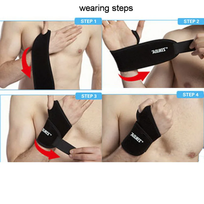 2 pcs/lot AOLIKES gym wrist bands sports wristband wrist support straps wraps for weight lifting munhequeira protector