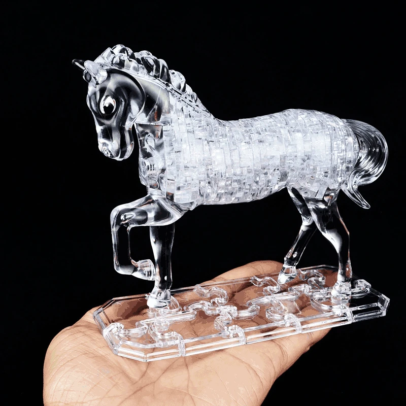 

BOHS 3D Crystal Puzzle Horse Vintage Antique Car Double Decker Bus Elephant Home Decoration Birthday Gift Toys, No retail box