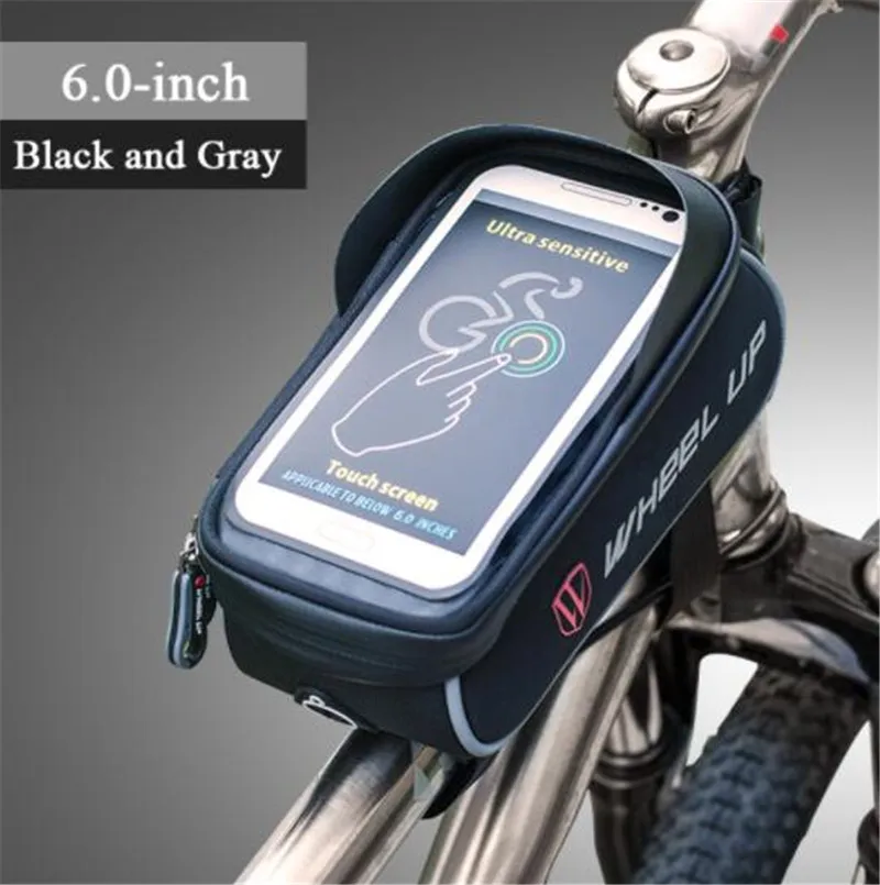 WHEEL UP Rainproof Front Zipper Bike Bag MTB  6.0 Inch Touch Screen Phone Bags Waterproof GPS Cycling Pouch Panniers
