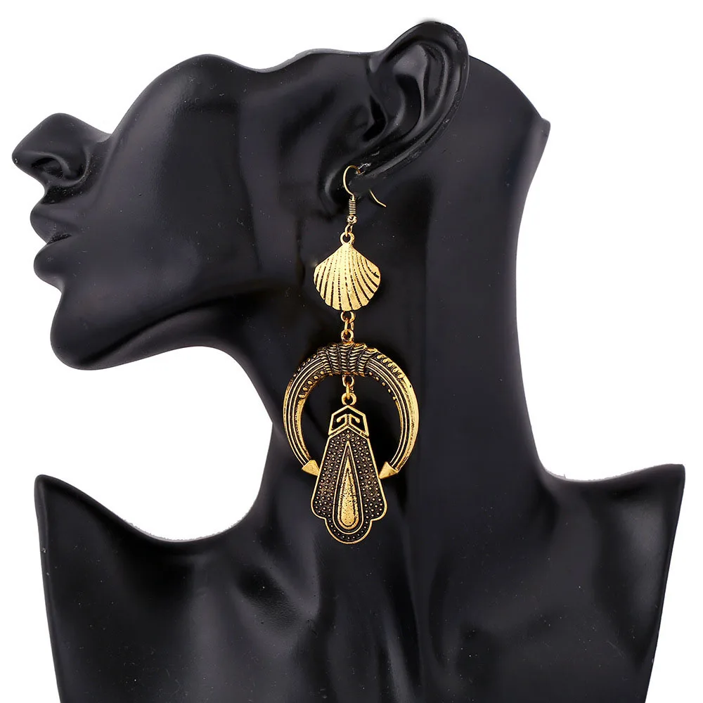 

Ethnic Gypsy 2017 Fashion Big circle Crystal Drop Earrings Vintage Long tassel Boho Channel Earrings For Women Jewelry wholesale