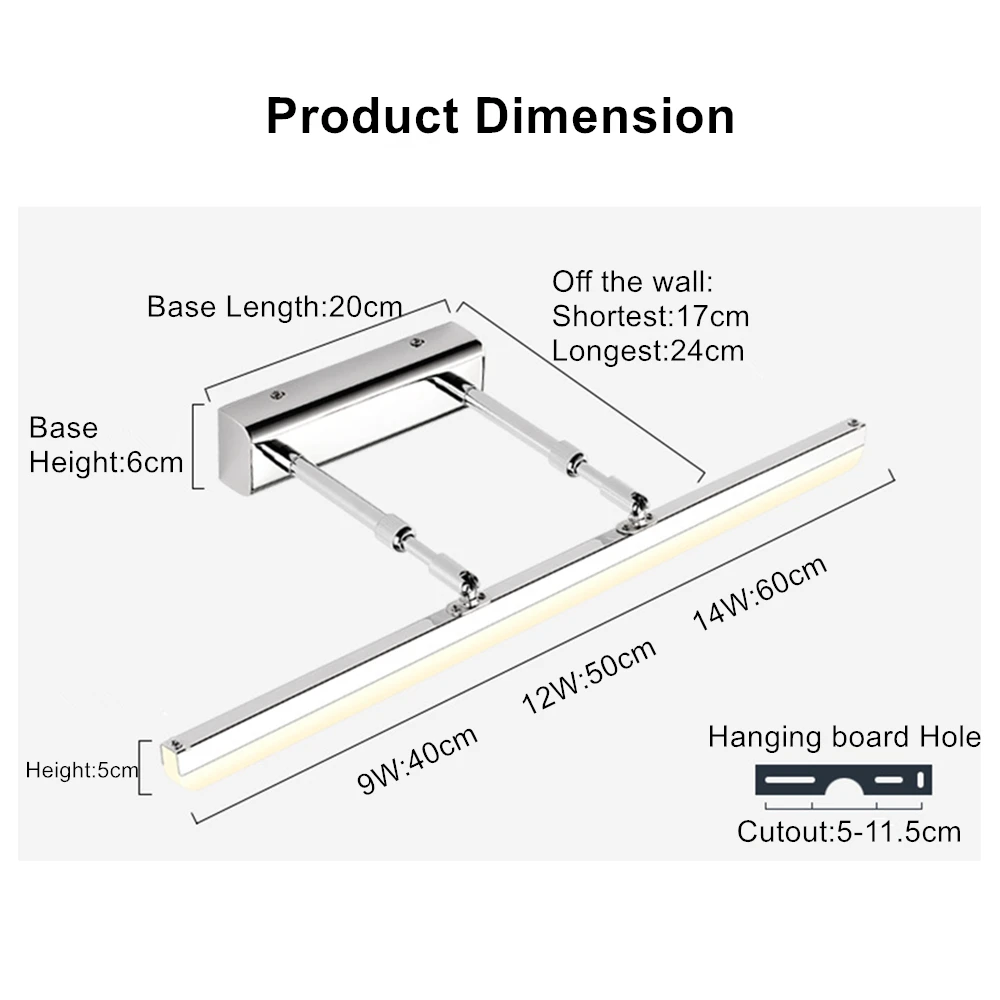  [DBF]180 Degrees Rotatable 9W 12W IP65 Waterproof Sconce Length Adjustable Wall Light Bathroom Ligh - 32910964522