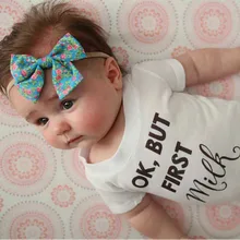 Botique Nylon Headband With Fabric Floral Bow Elastic Bebe Hairband Top Knot Print Bow Solid Baby Girls Hair Accessories girls geometric print top with solid skirt