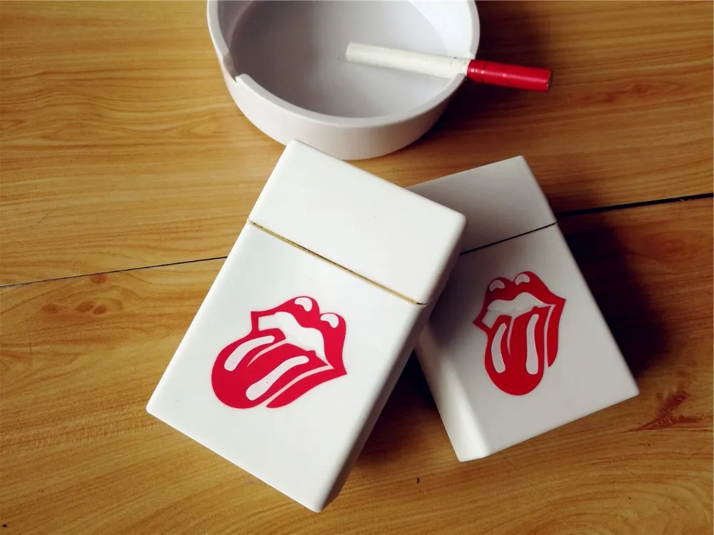 Женский чехол для сигарет Rolling Stones Rock, чехол для сигарет, пакет для сигарет, красный язык, Мужская карманная коробка для сигарет, 2 цвета