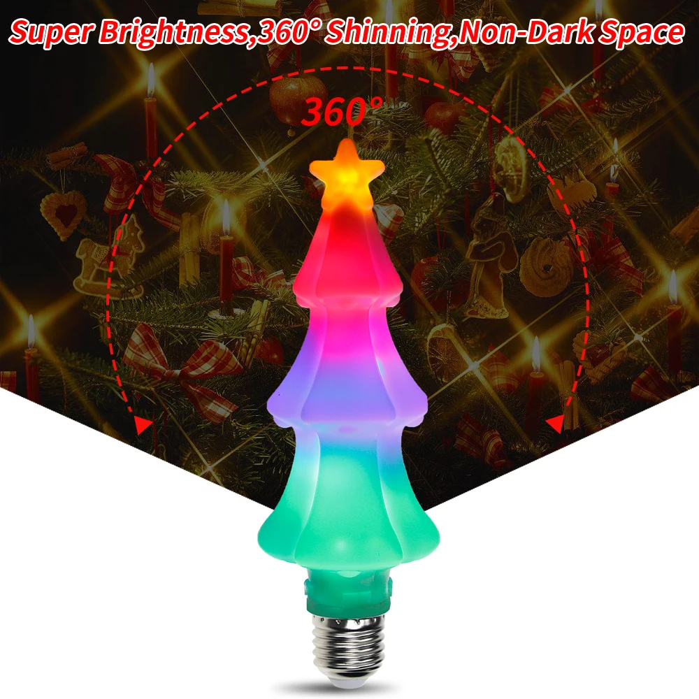 Flame Lamp E27 AC 220V Christmas Tree Lights 3D LED Bulb E26 Fairy Lights For Christmas Holiday Garden Decor Colorful Flickering Flame Lamp E27 AC 220V Christmas Tree Lights 3D LED Bulb E26 Fairy Lights For Christmas Holiday Garden Decor Colorful Flickering