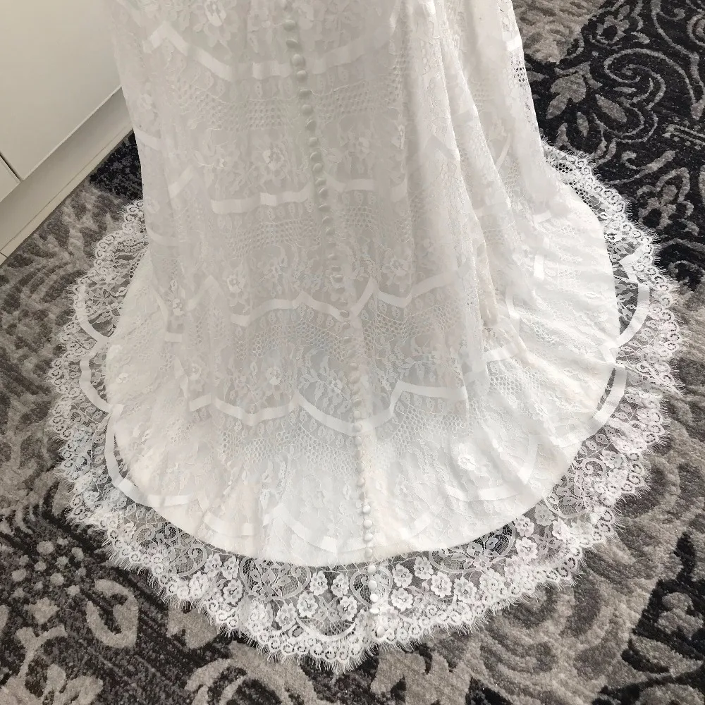 Mryarce,, vestido de noiva, потрясающее кружевное свадебное платье русалки, v-образный вырез, без рукавов, пуговицы на спине, шикарные свадебные платья