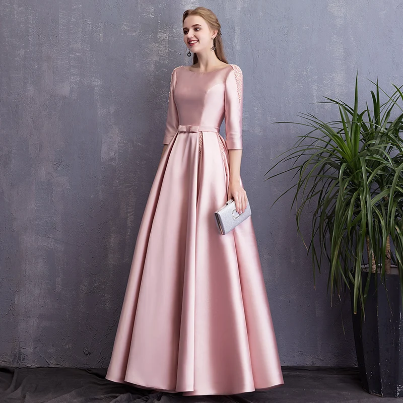 CEEWHY Pink Formal Dresses Evening Gown Plus Size Elegant Beading Evening Dress Long Sleeve Prom Dress Women Robe de Soiree CEEWHY Pink Formal Dresses Evening Gown Plus Size Elegant Beading Evening Dress Long Sleeve Prom Dress Women Robe de Soiree