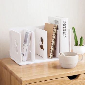 

DIY Assembly Storage Rack White Wood Plastic Board Book Organizer Bookshelf Waterproof 5 Layer Storage Holder for Desk, Office
