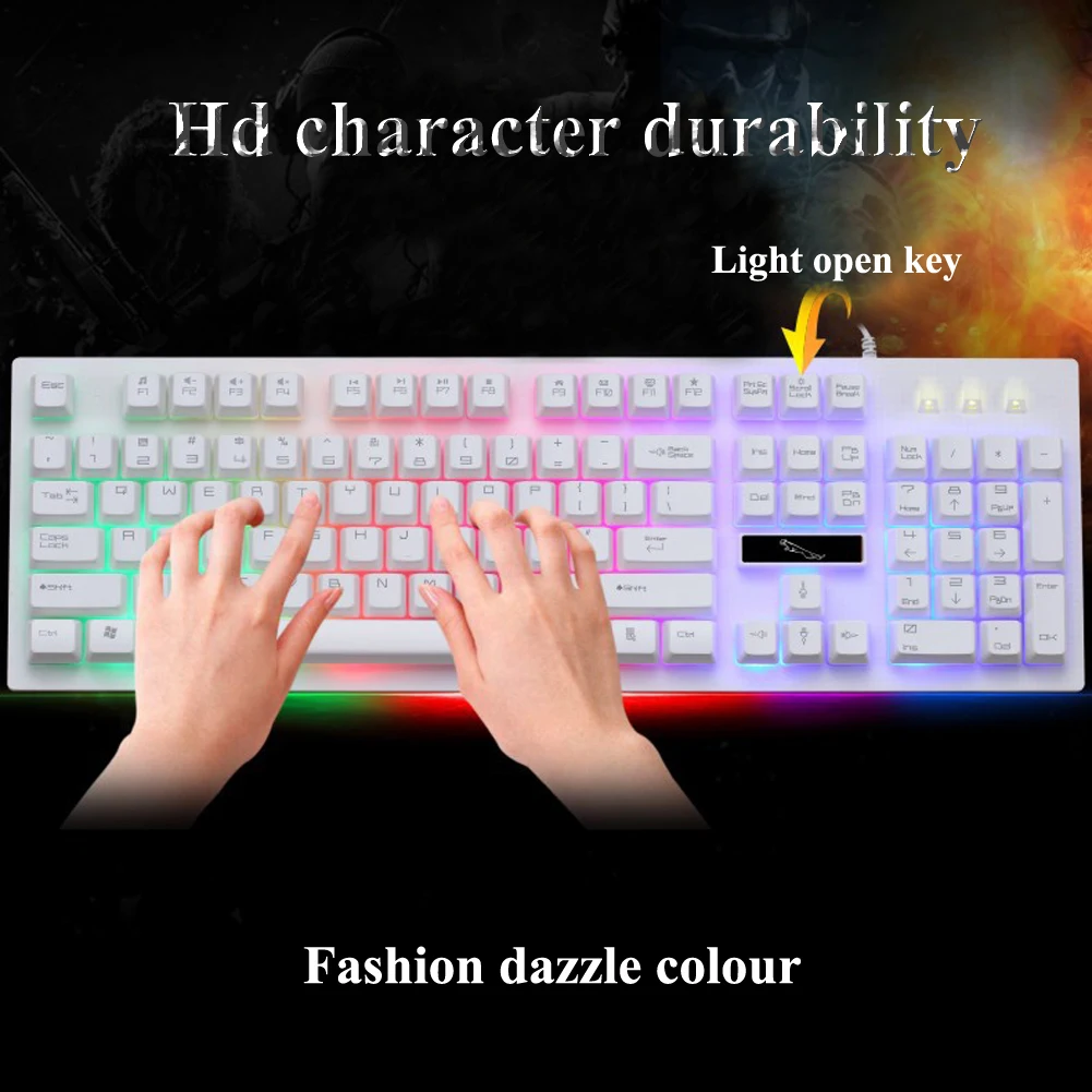 Белая G20 клавиатура с подсветкой USB Проводная клавиатура мышь Combos геймерская клавиатура игровая мышь с светодиодный светильник для ПК ноутбука