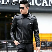 AILOOGE мотоциклетные кожаные куртки для мужчин, осенне-зимняя кожаная одежда, мужские кожаные куртки, мужские деловые повседневные пальто, одежда