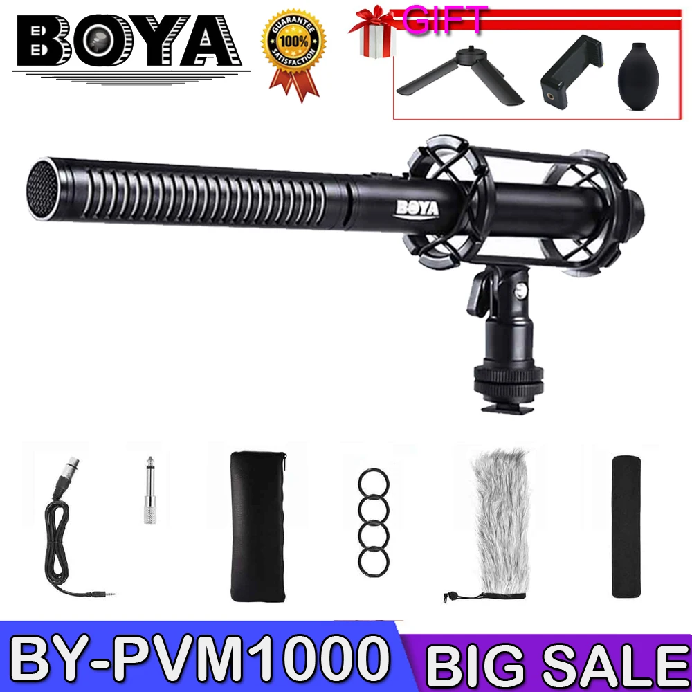 

BOYA BY-PVM1000 Microphone Professional DSLR Condenser Microphone Video Interview Reporting for Canon Nikon Sony DSLR Cameras