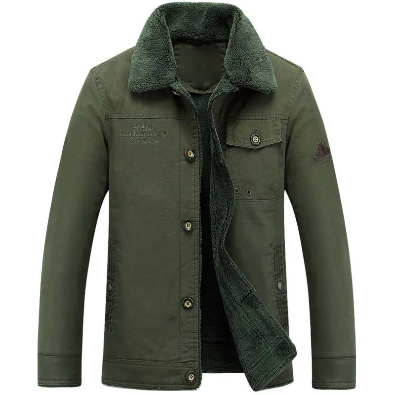 AFS JEEP брендовая зимняя куртка мужская Толстая теплая парка hombre размера плюс M-4XL флисовая Военная меховая плюшевая куртка с отворотом мужские парки