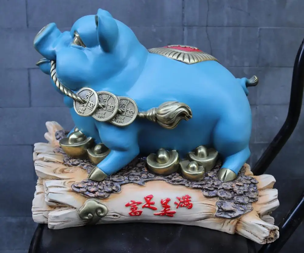 10.6 inches pure brass Chinese Zodiac auspicious Feng shui Wealth Animal Pig hog statue Bronze Decoration Home Gift Statue | Дом и сад