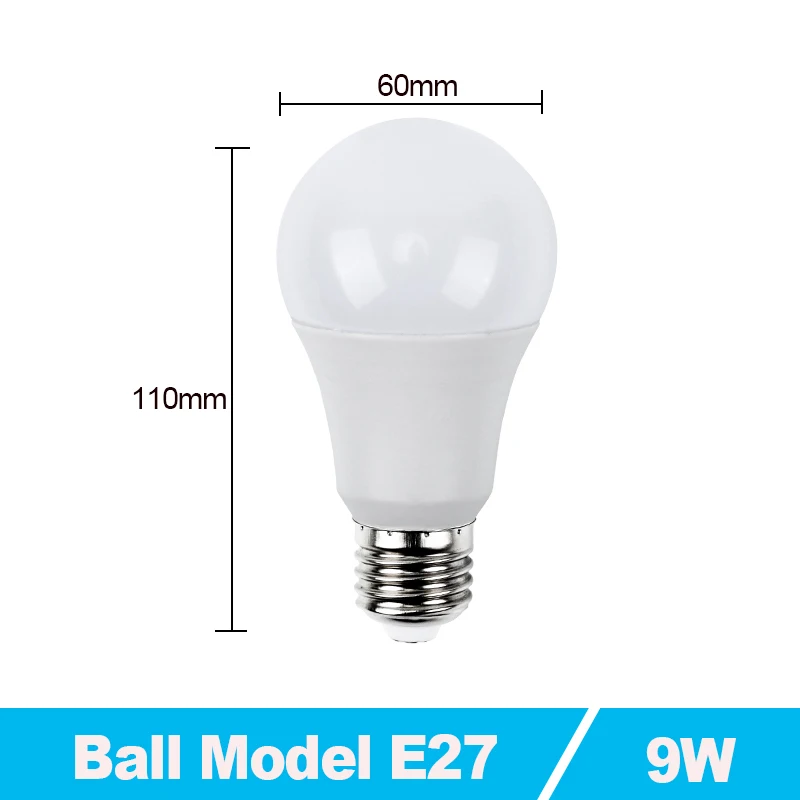 E27 Светодиодный светильник 220 В, 15 Вт, 20 Вт, 30 Вт, 50 Вт, 60 Вт, Bombilla светодиодный светильник 240 в, точечный светильник, лампада, светодиодный светильник s для дома, холодный белый - Emitting Color: Ball 9W