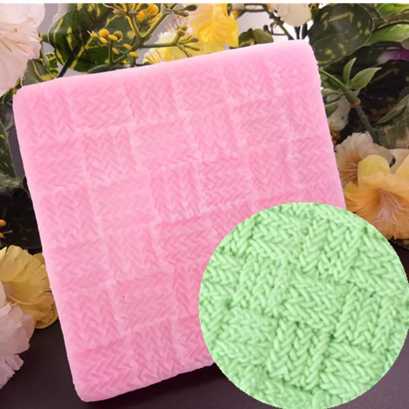 

Fullmod Silicone Sweater Texture Wool Shaped Fondant Mold For Chocolate Cupcake Embossed Mat Mold Baking Decorating Tools F153