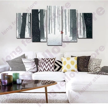 

Cartoon Posters and Prints Forest Landscape Picture for Room Office Wall Art Abstract Artwork Canvas Painting Home Decorations