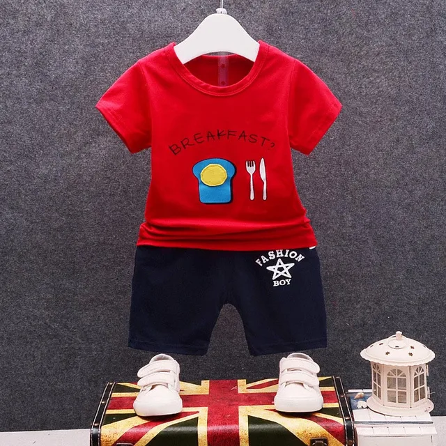 Newborn Baby Boys Breakfast Clothes Sets For Children Shirt + Short 2pcs 2