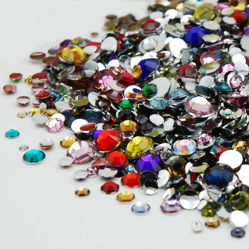 

3000pcs Mixed Sizes 33 color Mix Acrylic rhinestones 3D Nail Art flat back rhinestones DIY crystal Simulation diamonds