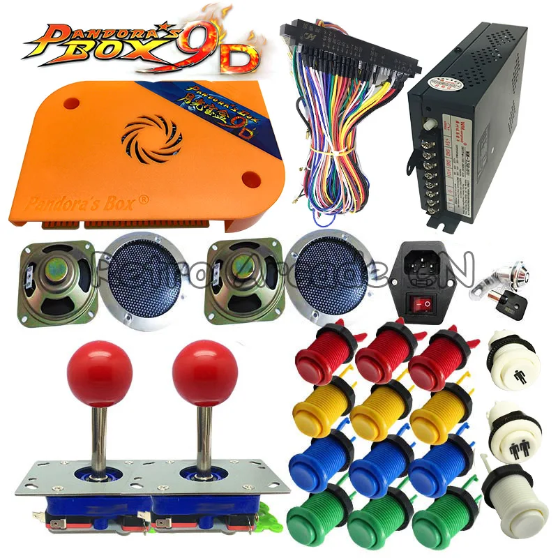 US $103.99 Newest Pandora box 9D DIY kit arcade version 2222 in 1 PCB Happ button joystick power supply for Arcade Game cabinet machine
