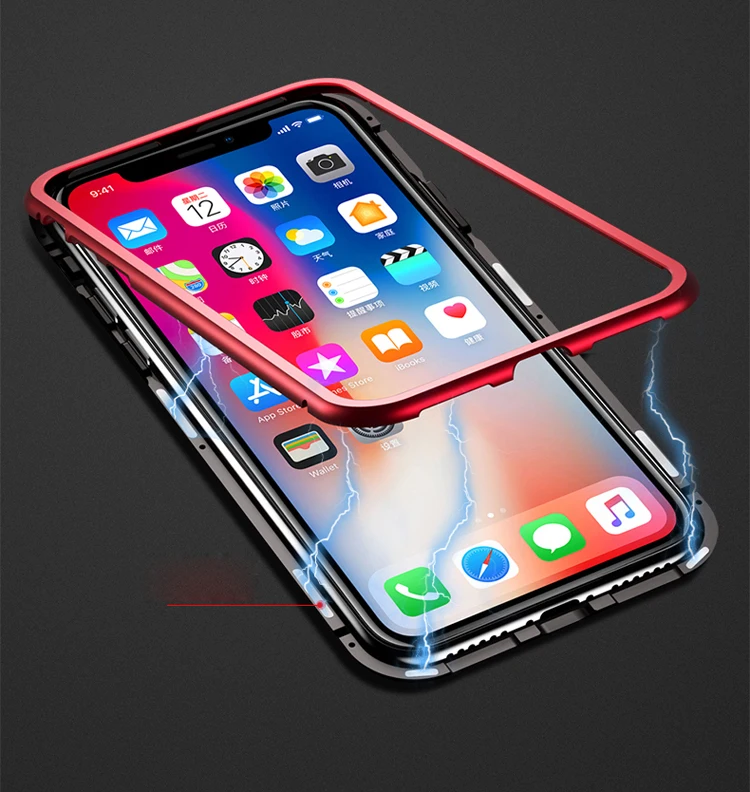 Built in Case for iPhone X 6 7 8 Plus 6 Clear Tempered