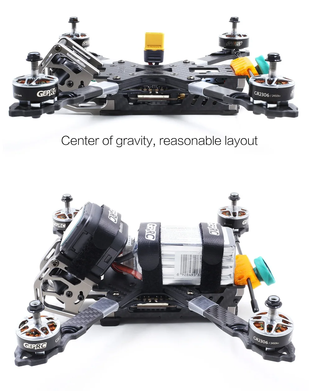 GEPRC Elegant 230mm FPV Racing Drone SPAN F4 FC BLHeli_s 2-5S 40A Dshot600 ESC 5.8G 48CH VTX Frsky R-XSR Receiver - BNF
