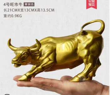 

16" Art Copper Bronze Feng shui Lucky Wall Street Bull OX Statue