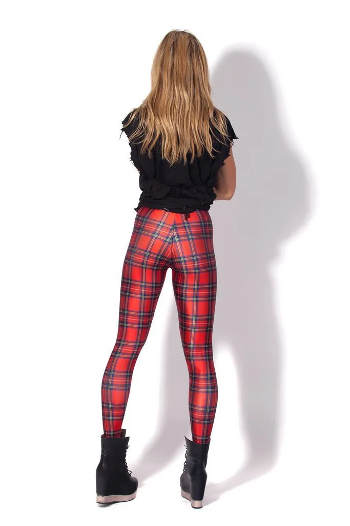 Free Shipping TARTAN RED LEGGINGS 