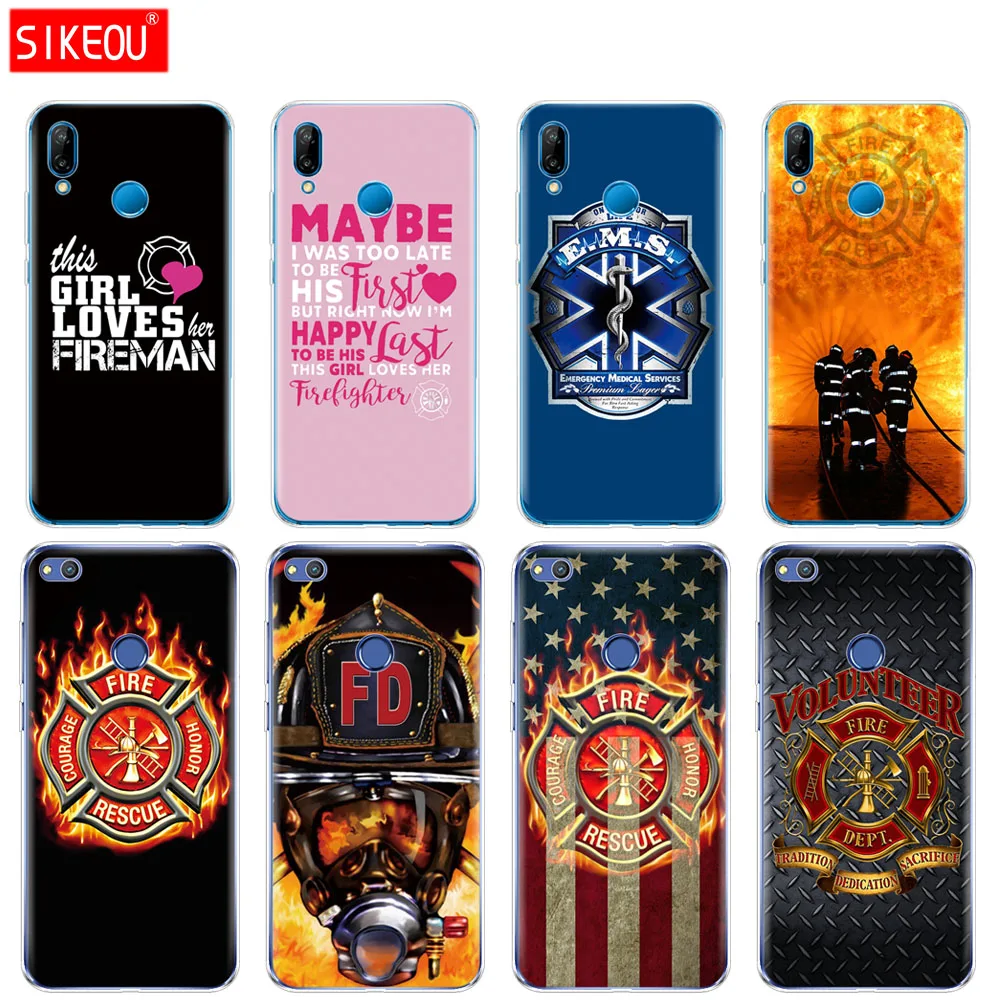 

Silicone Cover Phone Case For Huawei P20 P7 P8 P9 P10 Lite Plus Pro 2017 P Smart 2018 Firefighter Fireman Fire EMS Rescue