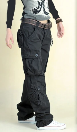 Khaki/Black fatigue cargo baggy pants 