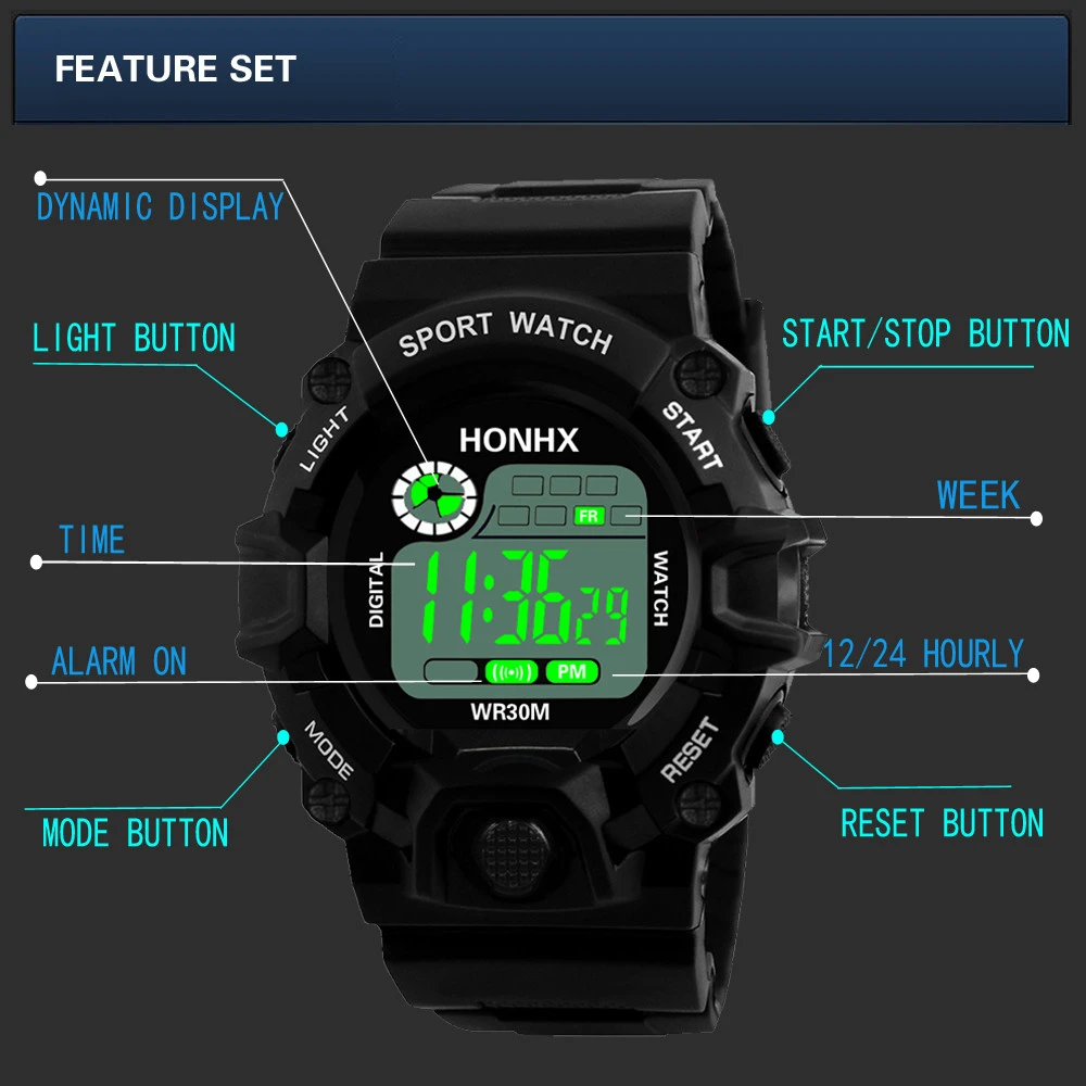 Модные цифровые часы, мужские военные водонепроницаемые спортивные часы, силиконовые светодиодный цифровые часы, мужские наручные часы, мужские часы